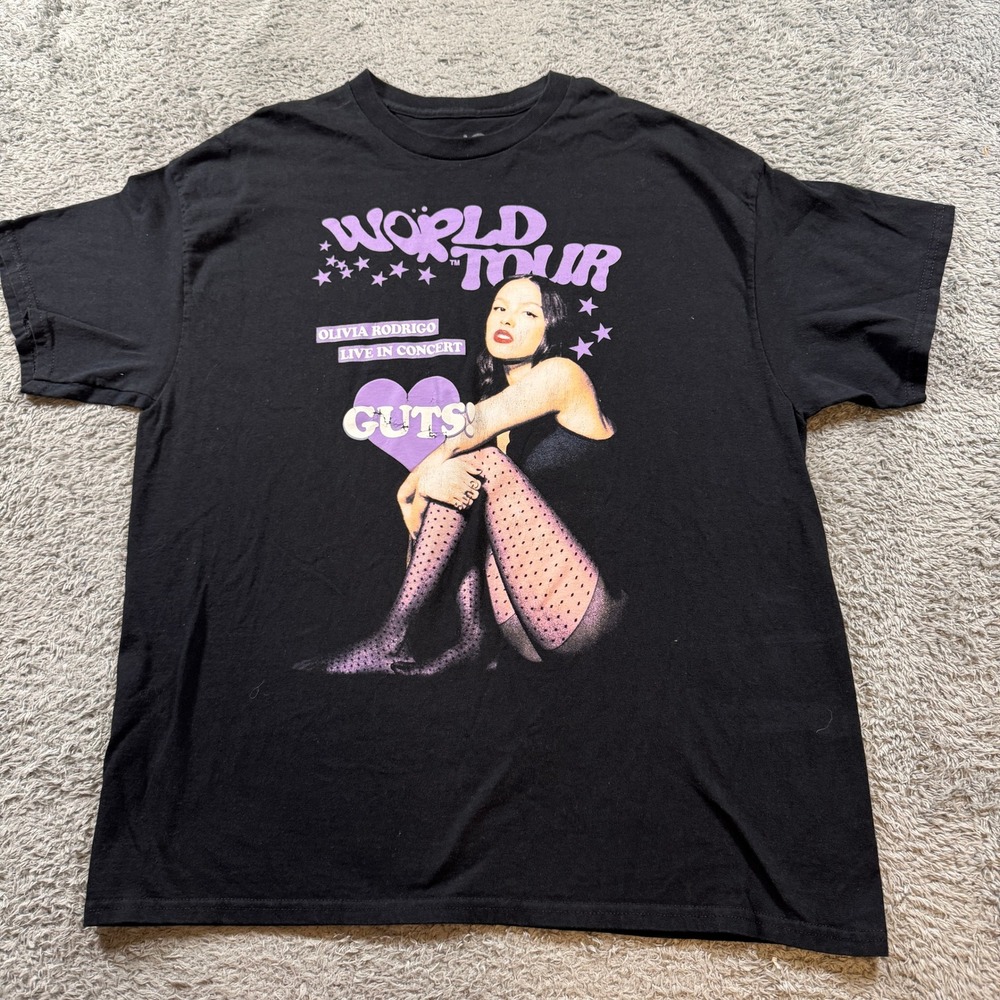 Olivia Rodrigo GUTS World Tour Graphic T-Shirt XL Black Concert Fan Merch Tee